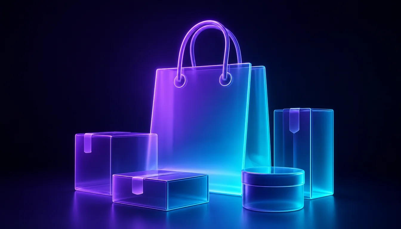 DTC ecommerce — abstract violet and cyan visual